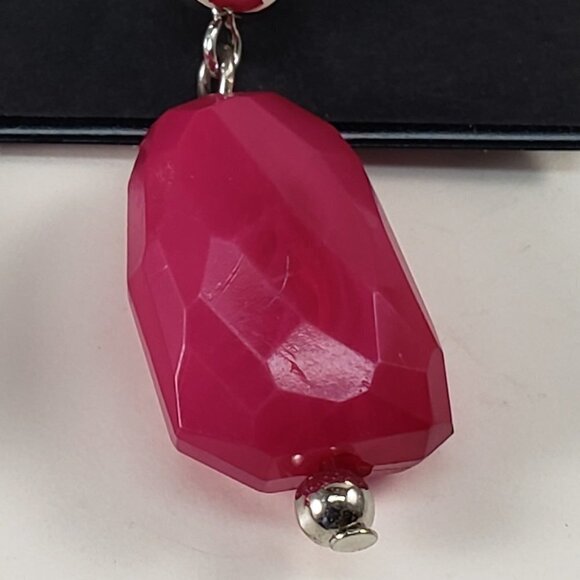 Katheryn Kent Silver-Tone Drop Earrings – Pink Beaded Elegant Women's Jewelry - Picture 5 of 10